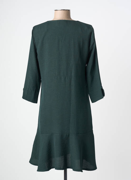 Robe mi-longue coupe évasée manches 3/4 vert BY MEG femme