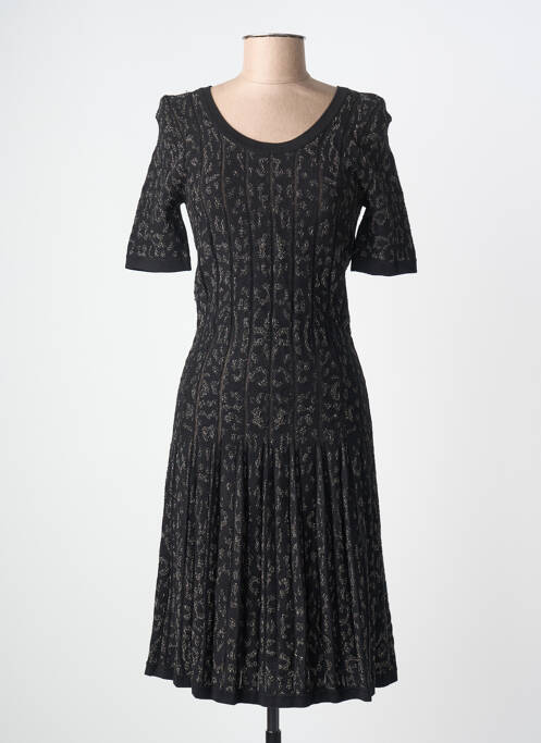 Robe mi-longue manches courtes manches courtes noir LEO & UGO femme