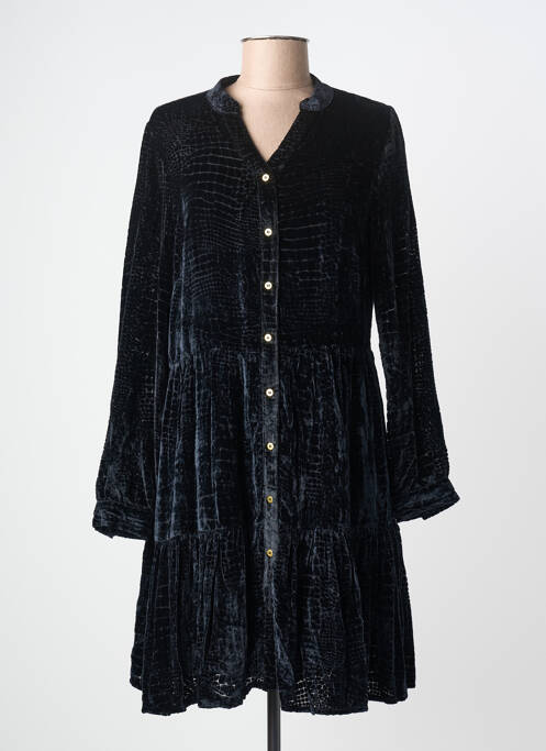 Robe courte manches longues manches longues noir LEO & UGO femme