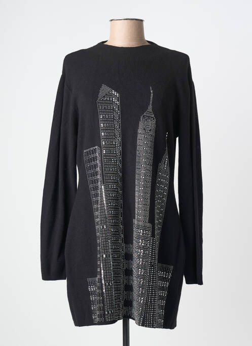 Robe pull coupe cintrée manches longues noir LEO & UGO femme