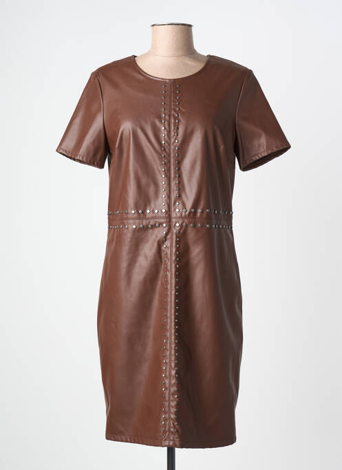 Robe courte fermeture zippée au dos manches courtes marron RIVER WOODS femme