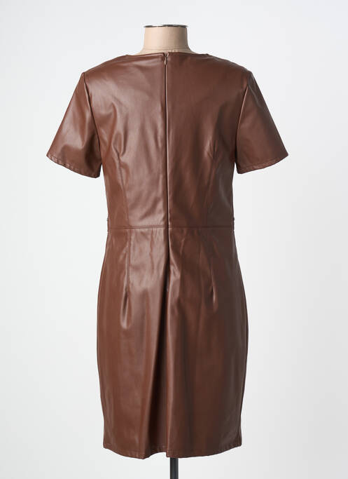 Robe courte fermeture zippée au dos manches courtes marron RIVER WOODS femme