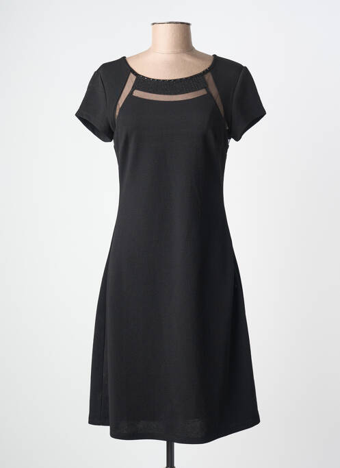 Robe mi-longue manches courtes manches courtes noir LEO GUY femme