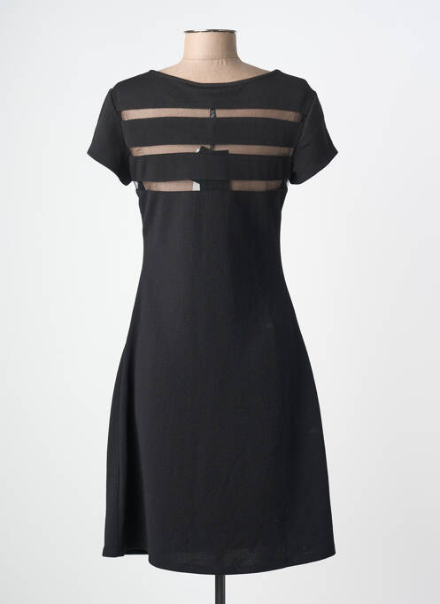 Robe mi-longue manches courtes manches courtes noir LEO GUY femme