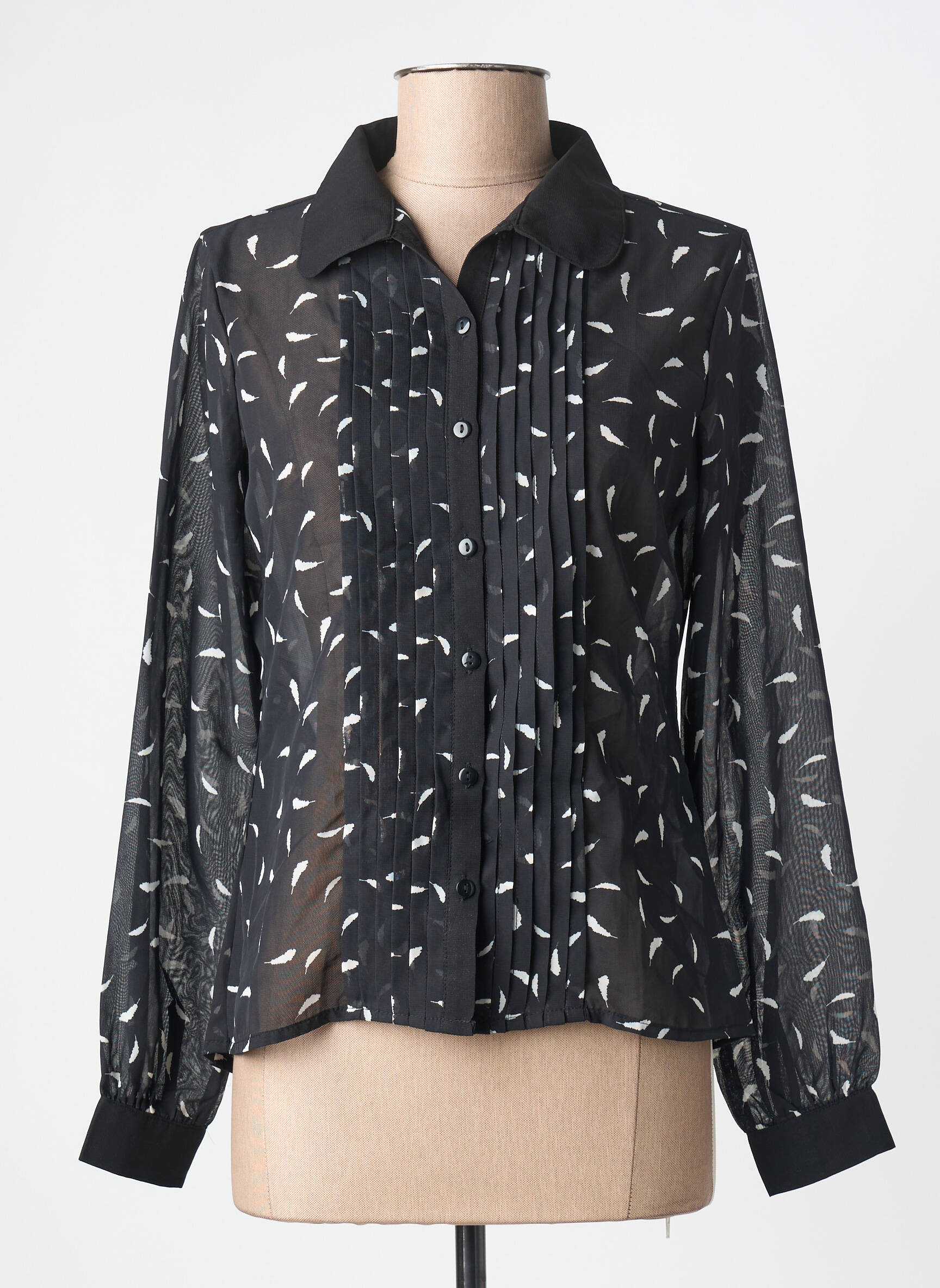 Chemisier tissage crêpe manches longues noir ROSALITA MC GEE femme