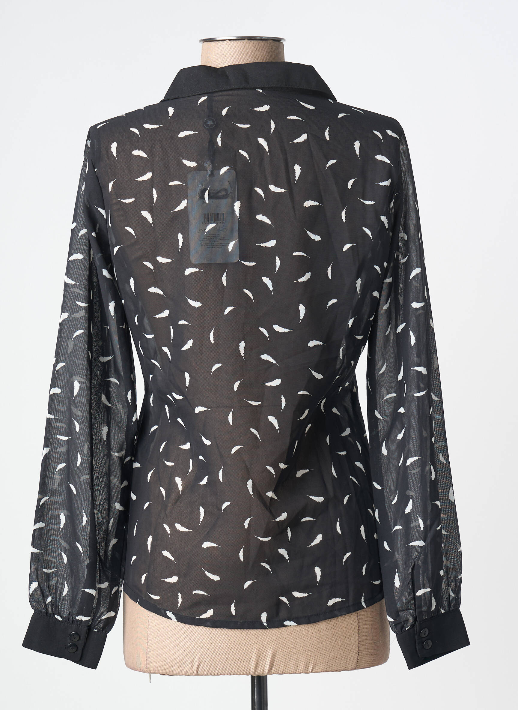 Chemisier tissage crêpe manches longues noir ROSALITA MC GEE femme