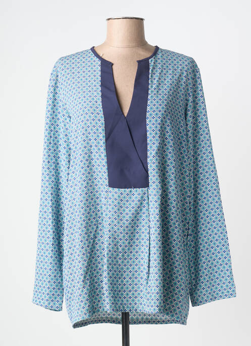 Blouse imprimé fleurs manches longues bleu JANE WOOD femme