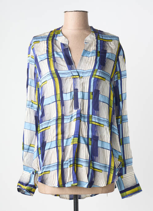 Blouse poignets boutonnés avec fente manches longues bleu BELLA JONES femme