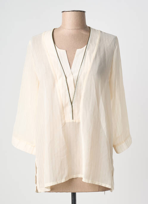 Blouse légère et transparente manches 3/4 beige MA PETITE FIANCEE femme
