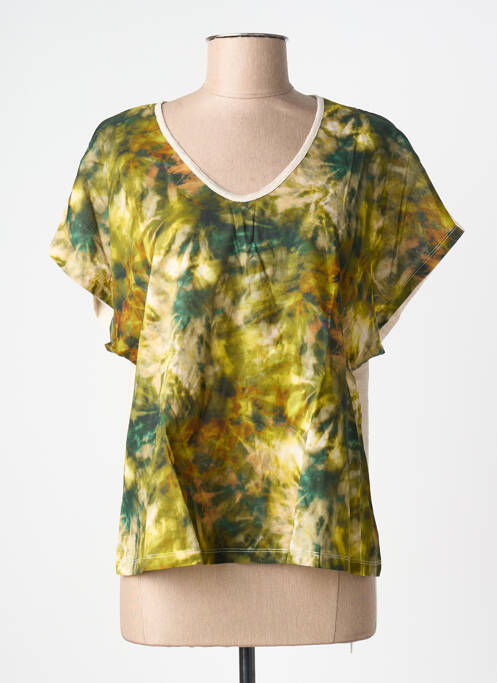 T-shirt coupe droite manches courtes vert LA FEE MARABOUTEE femme