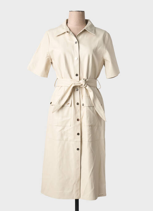 Robe mi-longue manches courtes manches courtes beige RINO & PELLE femme