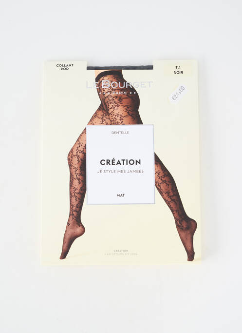 Collants tissage transparent noir LE BOURGET femme