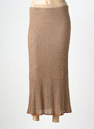 Jupe mi-longue taille haute marron AN' GE femme