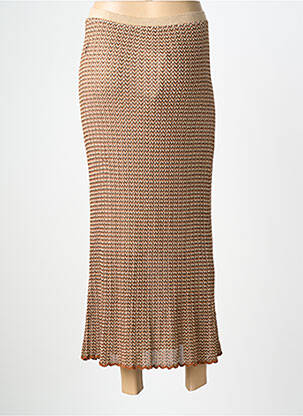 Jupe mi-longue taille haute marron AN' GE femme