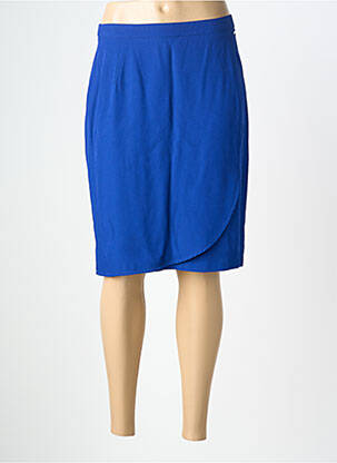 Jupe mi-longue taille à pinces bleu ONE STEP femme