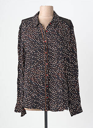 Chemisier coupe cintrée manches longues noir ONE STEP femme