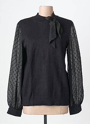Pull stretch manches longues noir LEO & UGO femme