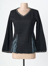 Pull coupe cintrée manches longues noir LO! LES FILLES femme