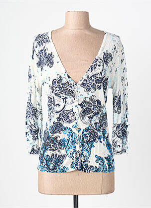 Gilet manches longues manches 3/4 bleu LEO & UGO femme