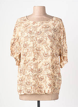Blouse tissage popeline manches courtes beige YAYA femme
