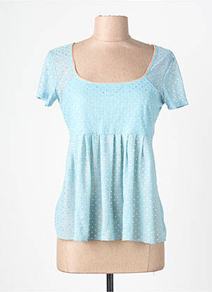 Top tissage crêpe manches courtes bleu LO! LES FILLES femme
