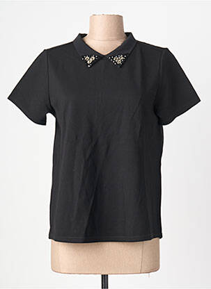 Top tissage jersey manches courtes noir SCHOOL RAG femme