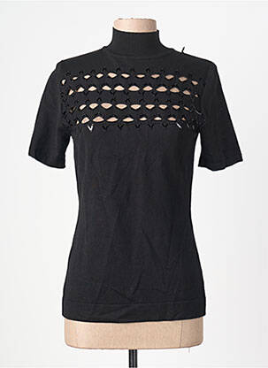 Pull stretch manches courtes noir LEO & UGO femme