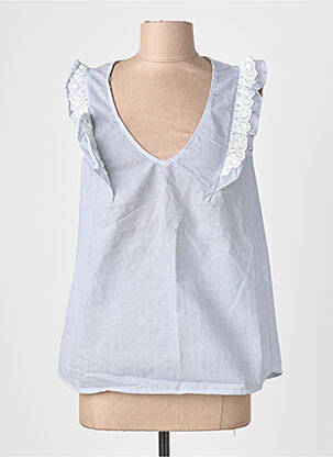 Blouse tissage popeline sans manche gris JANE WOOD femme