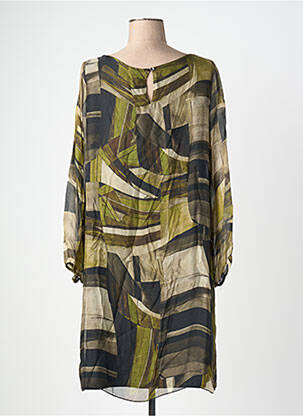 Robe mi-longue coupe fluide manches longues vert LA FEE M2 femme