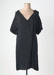 Robe mi-longue coupe fluide manches courtes noir ONE STEP femme