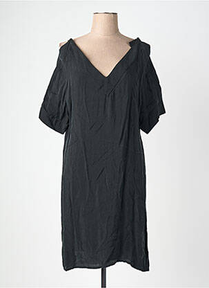 Robe mi-longue coupe fluide manches courtes noir ONE STEP femme