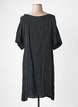 Robe mi-longue coupe fluide manches courtes noir ONE STEP femme