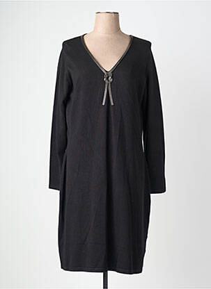 Robe mi-longue manches longues manches longues noir LEO & UGO femme