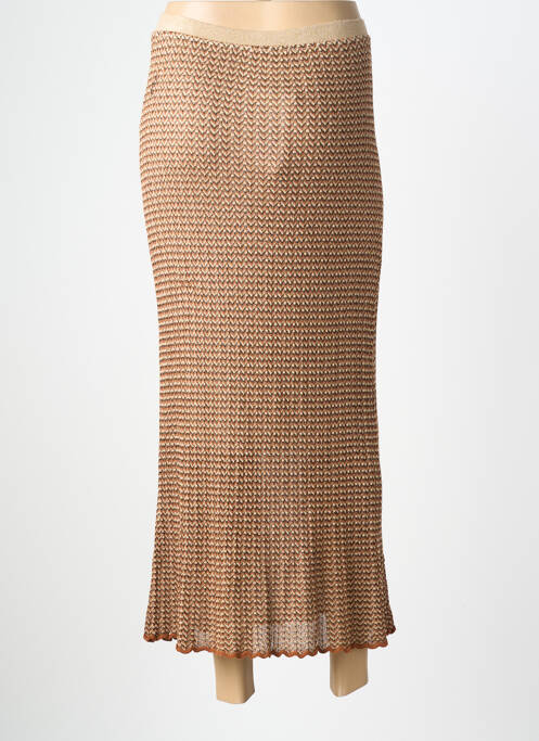 Jupe mi-longue taille haute marron AN' GE femme