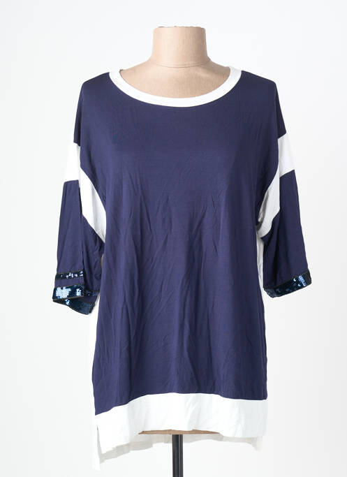 T-shirt manches mi-longues manches courtes bleu MARINA V femme
