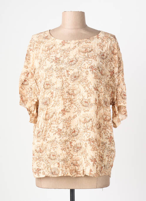 Blouse tissage popeline manches courtes beige YAYA femme