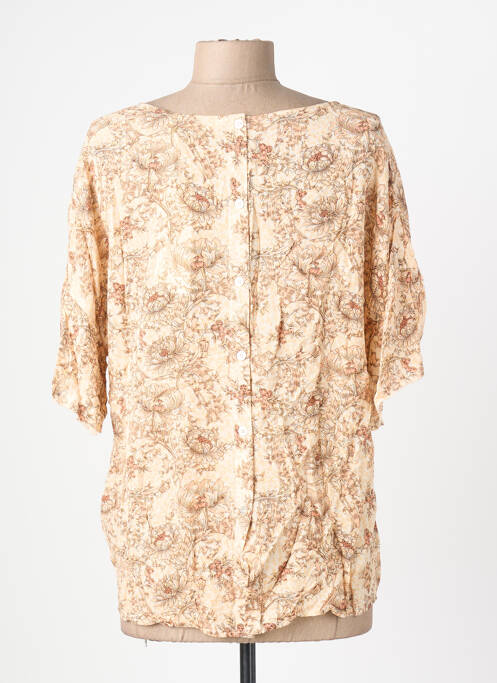 Blouse tissage popeline manches courtes beige YAYA femme