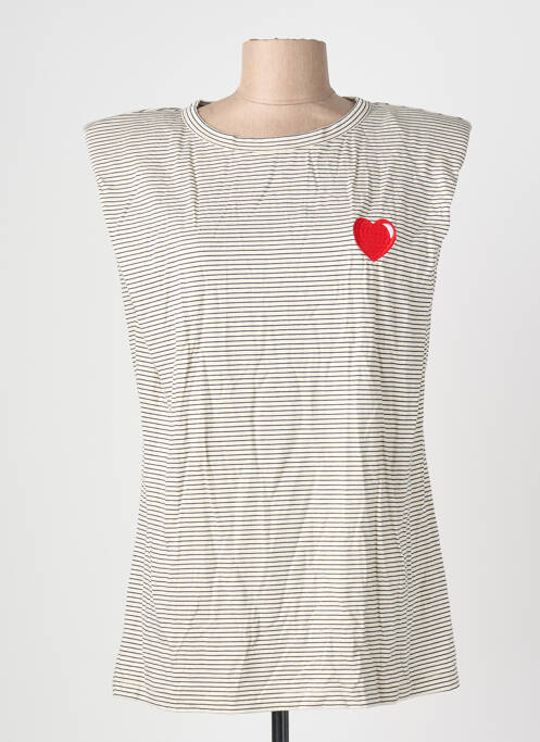 T-shirt stretch manches courtes beige OPULLENCE femme