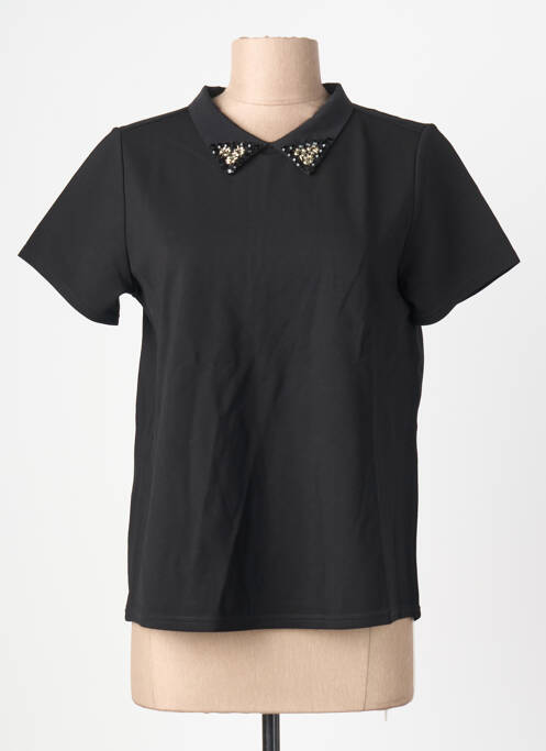 Top tissage jersey manches courtes noir SCHOOL RAG femme