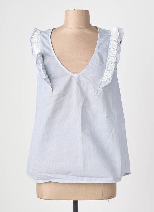 Blouse tissage popeline sans manche gris JANE WOOD femme