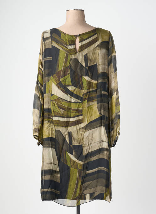 Robe mi-longue coupe fluide manches longues vert LA FEE M2 femme