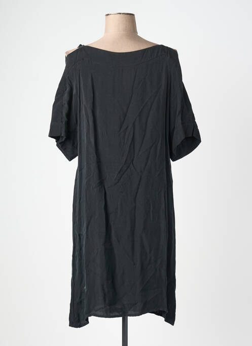 Robe mi-longue coupe fluide manches courtes noir ONE STEP femme