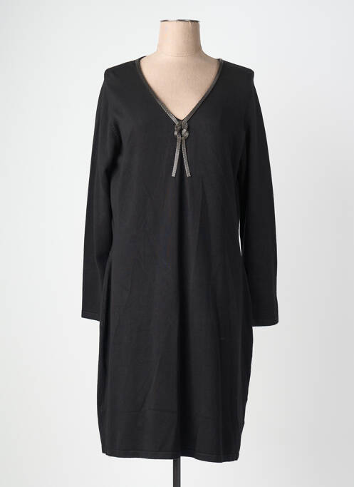 Robe mi-longue manches longues manches longues noir LEO & UGO femme