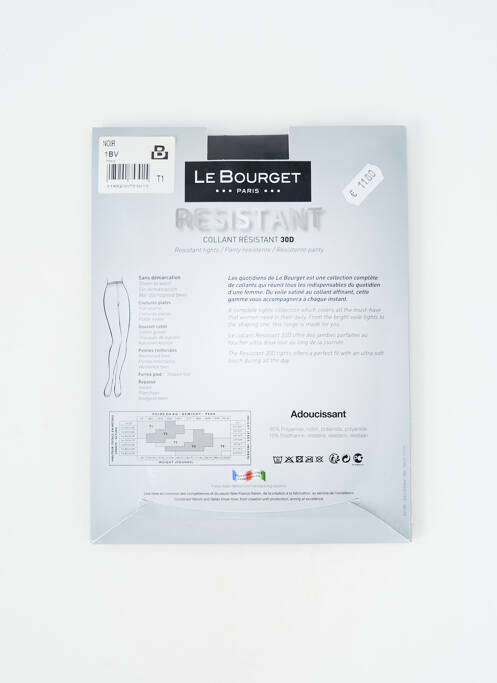 Collants elastique à la taille noir LE BOURGET femme