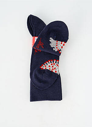 Chaussettes imprimé fantaisie bleu BERTHE AUX GRANDS PIEDS femme