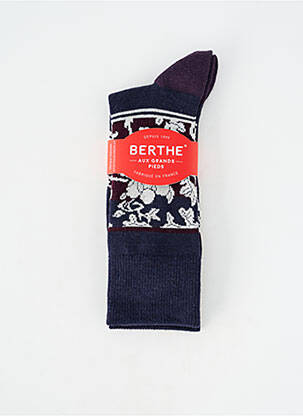 Chaussettes coutures renforcées bleu BERTHE AUX GRANDS PIEDS femme