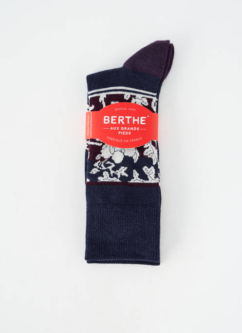Chaussettes coutures renforcées bleu BERTHE AUX GRANDS PIEDS femme