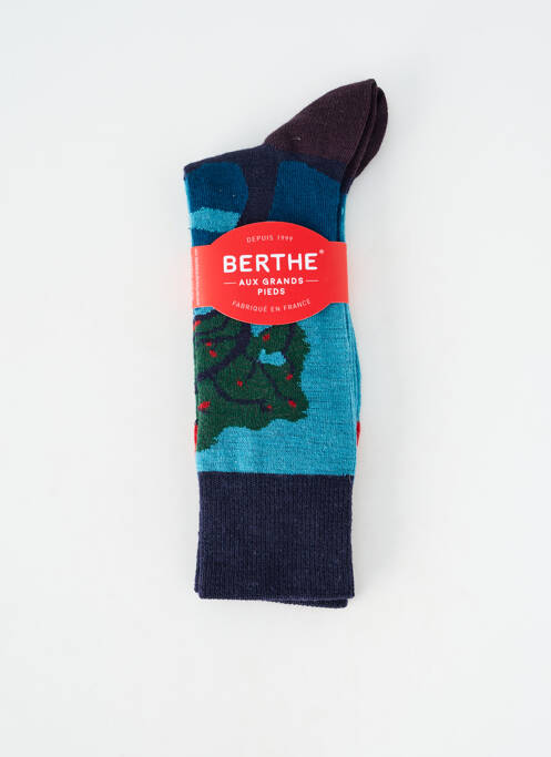 Chaussettes coutures renforcées bleu BERTHE AUX GRANDS PIEDS femme