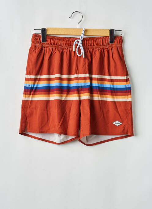 Short de bain effet matière satinée marron BARTS homme