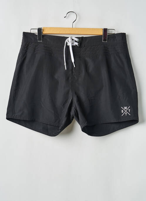 Short de bain effet matière satinée noir WATTS homme